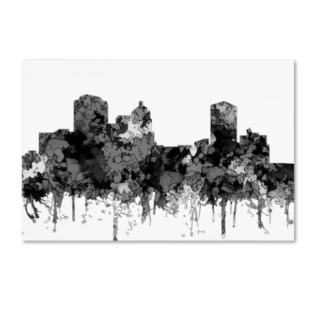 Marlene Watson 'Montgomery Alabama Skyline BW' Canvas Art,16x24